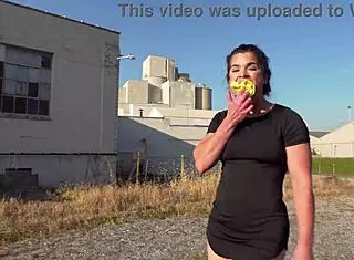 bottomless milf struts docks flashing huge ass