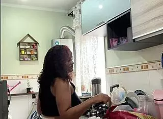 Chubby Latina Housewife Cooks In Panties Big Ass Belly Jiggles
