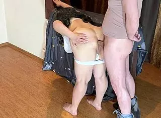 Mature BBW Sucks Cock Then Takes Anal in Panties