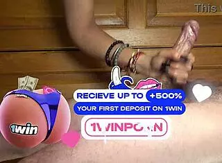 Watch her stand and stroke that hairy cock till she sucks cum hard from the head