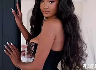 Gorgeous Ebony Milf Linda Steadman Strips Clothes Ripped for Playboy