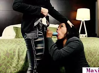 slim redhead lily cade straps and dominates chubby asian maxine x