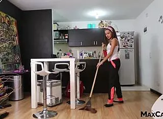 Little Laura The Petite Maid Cleans Apartment Bent Over Then Sucks Cock Pov