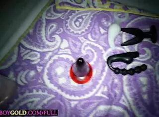 Amateur asian ladyboy's perfect butt stuffed with toys then bareback hard cock