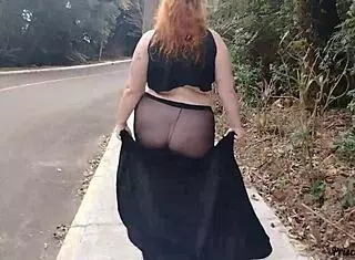 Priscila Novinha See-Through Skirt No Panties Flashing Big Tits Streets