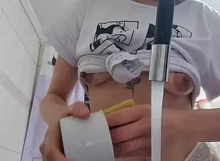 latina maid washes dishes with huge tits out begging for monster cock massage