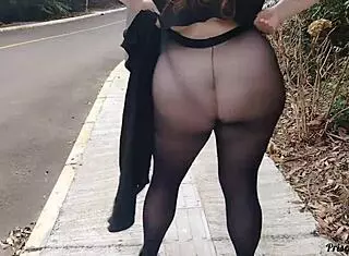 Priscila Novinha See-Through Skirt No Panties Flashing Big Tits Streets