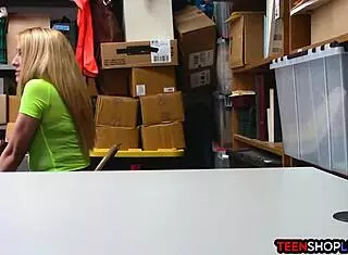 Teen shoplifter bends over for security guard's doggystyle pounding!