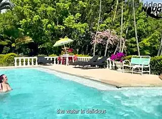 lesbians LICK and FUCK by the pool outdoors