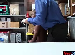 Pierced Ebony Thief Anally Fucked by Mall Cop Uniform