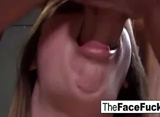 rough face fucking makes teen slut swallow massive cumshot load