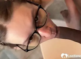 her black friend throbs as she deepthroats his cock pov glasses on