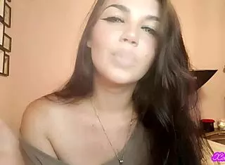 xo bunny latina smokes blows blue-eyed smoke in pov face