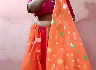 intriguing saree-clad curvy indian bbw brunette teases her chubby beauty