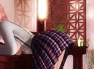 doa5 honoka gravure topless shower big tits ass skirt panties closeup