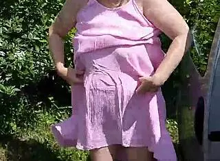 Housewife strips naked car beach clothes ripped outdoor!