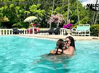 lesbians LICK and FUCK by the pool outdoors