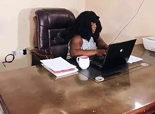 innocent office cleaner spreads for boss's oiled sex pounding at work