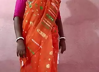 intriguing saree-clad curvy indian bbw brunette teases her chubby beauty