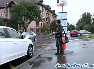 eurobabe with big tits takes grandpa's old cock bent over in heels doggystyle