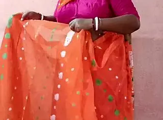 intriguing saree-clad curvy indian bbw brunette teases her chubby beauty