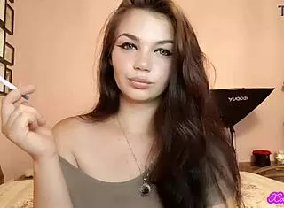 xo bunny latina smokes blows blue-eyed smoke in pov face