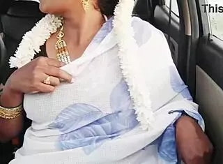 cute indian bhabi's dirty telugu talk during long drive fuck session