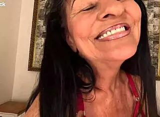 Chubby Czech BBW's first outdoor pantyhose dildo fuck ends in huge saggy tits orgasm.