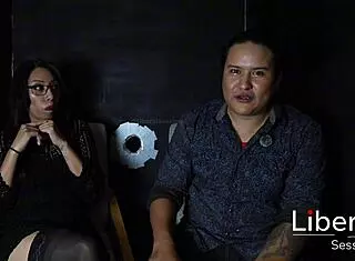 Hubby Helps Hotwife Suck Stranger's Cock Through Gloryhole