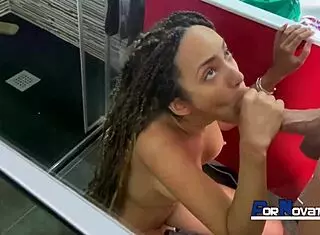 Joven latina dominicana, suck victor bloom's big spanish cock in hotel bathroom?