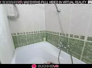 Alexa Mills' steamy bathroom dick plunge