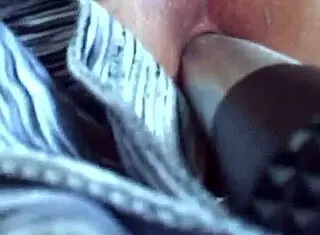 He grabs stepdaughter's thong and jerks off hard in the kitchen