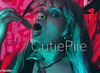 morrigan stuffs latex pantyhose for wild foot fetish fun