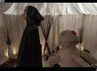 Squirting whore hands creepy guy her voodoo doll control