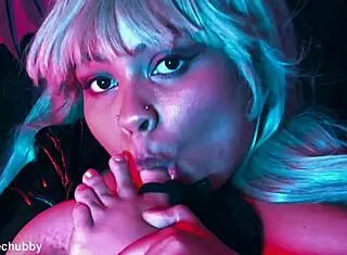 morrigan stuffs latex pantyhose for wild foot fetish fun