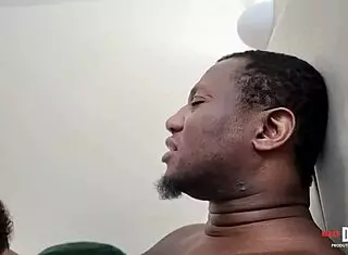 this sloppy ebony bbw squirts hard after deepthroating two monsters