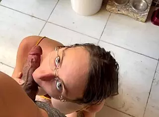 my cunhada loves sucking my cock so sloppy pov homemade oiled facial cumshot