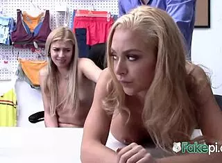 randy guard spies petite teen shoplifters then bangs them hard backstage