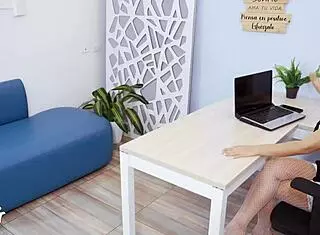 Lesbian boss fucks my secretary in lingerie right in front of me