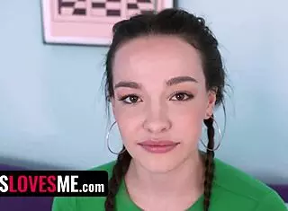 Rissa's Pigtails Bounce As Stepbrother Pounds Her Narrow Ass Doggystyle