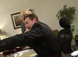 blonde secretary's big tits tempt boss's monster cock for office pounding