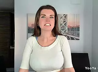 stepmom caught masturbating fat cock at desk seduces submissive stepson with big tits