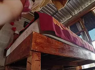 latina immigrant skirt upskirt fixes bed unaware hidden cam voyeur