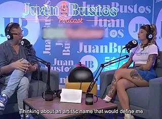 Latina big ass migrant hits 8 orgasms deepthroating juan bustos on his podcast