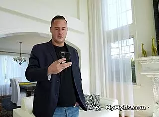 busty redhead neighbor wife gags happily on my huge cock in her warm mouth