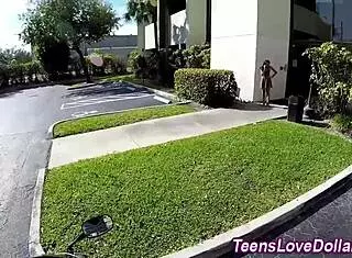 Teen pov blowjob ends in public cum facial