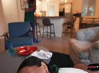 sneaky horny latina maid's big ass takes coworker doggystyle bust