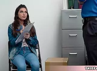 Caught brunette thief teen, time to bend over for punish fuck?