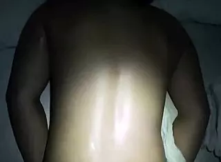 POV oiled wife massage ends with bush cumshot