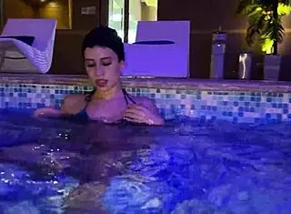 Exhibitionist couple fucks hard in public spa - Katty Blake
